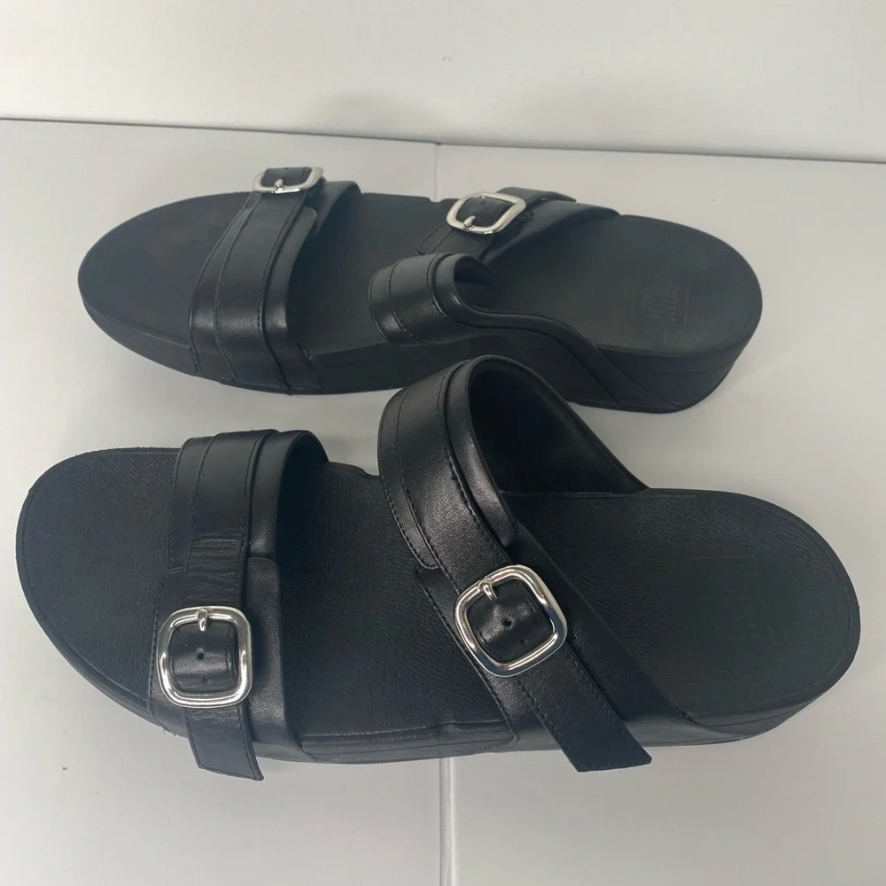 FITFLOPS Lulu Adjustable Leather Slides Sandals - Picture 6 of 6